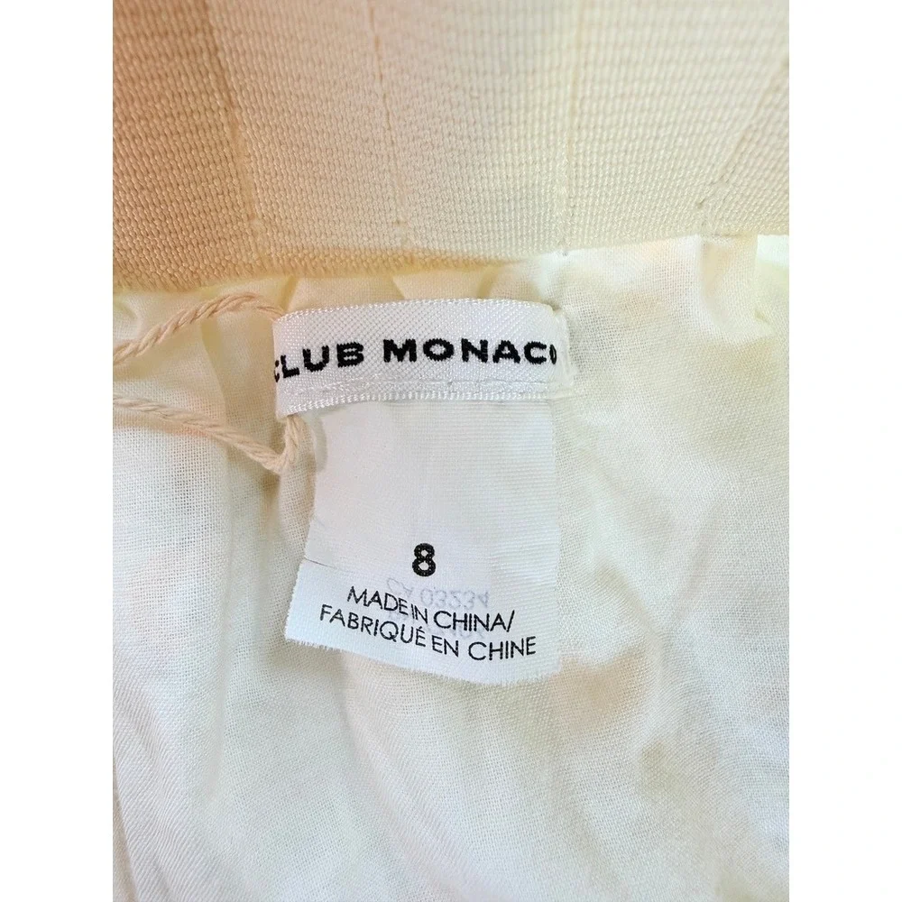 Club Monaco Mini Skirt Womens 8 Cream Floral‎ Cotton Metallic Zip Back